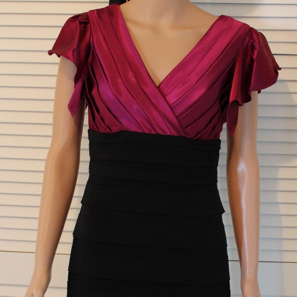 Special Occasion Dress in bright rasperry color top and black skirt